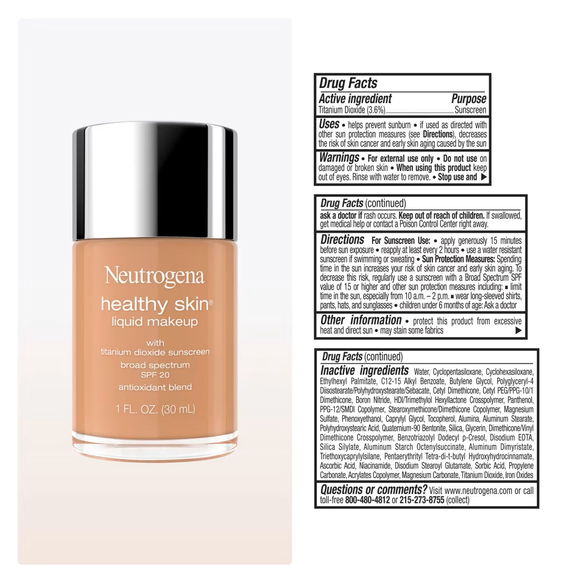 Neutrogena® Healthy Skin Liquid Makeup Broad Spectrum SPF 20, 370W Natural Beige, 1 Fl. Oz - US 9569