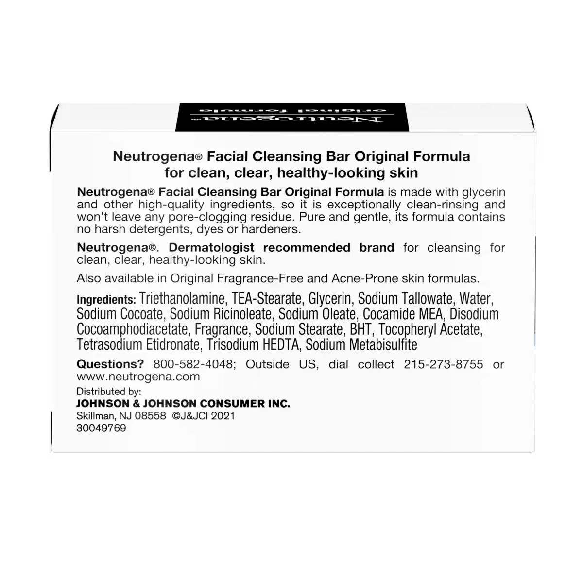 Neutrogena® Facial Cleansing Bar, Original, 3.5 Oz - US 7642