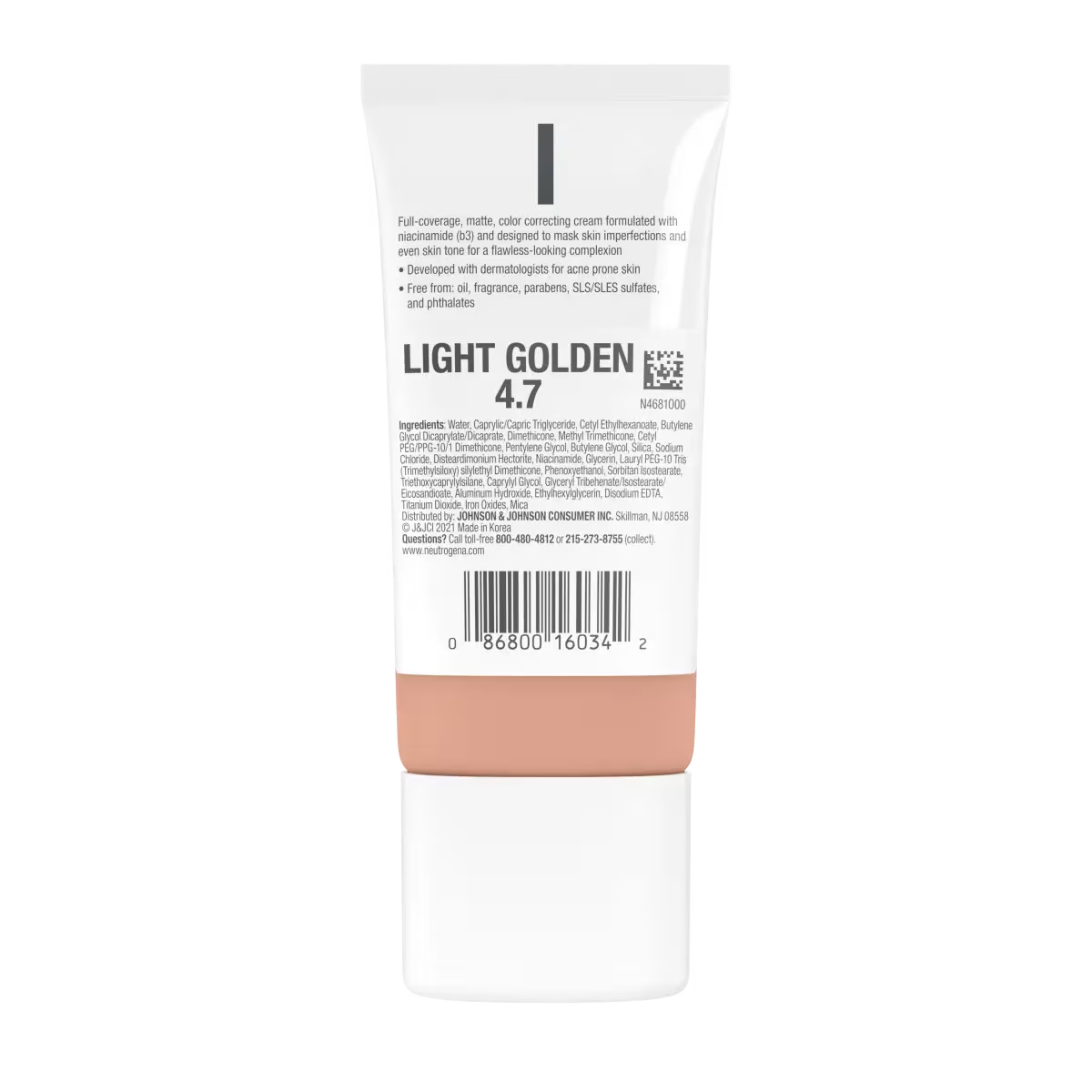 Neutrogena® Clear Coverage Flawless Matte CC Cream, Light Golden 4.7, 1 Oz - US 8517