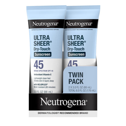Neutrogena Ultra Sheer Dry-Touch Sunscreen Broad Spectrum SPF 45, 3 Fl. Oz, Pack of 2 - US 4945