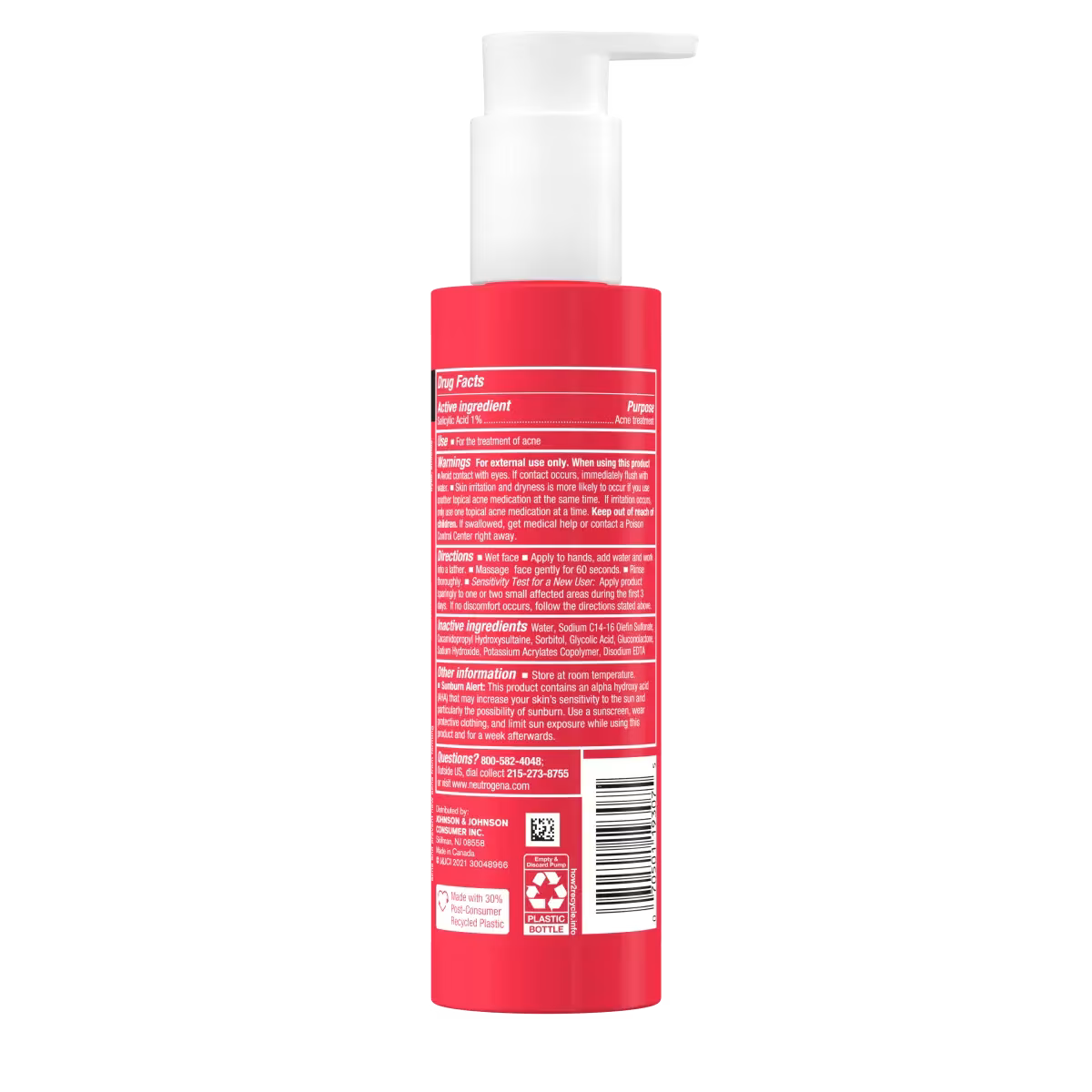 Neutrogena® Stubborn Texture Acne Cleanser, Salicylic Acid, 6.3 Fl. Oz - US 1954
