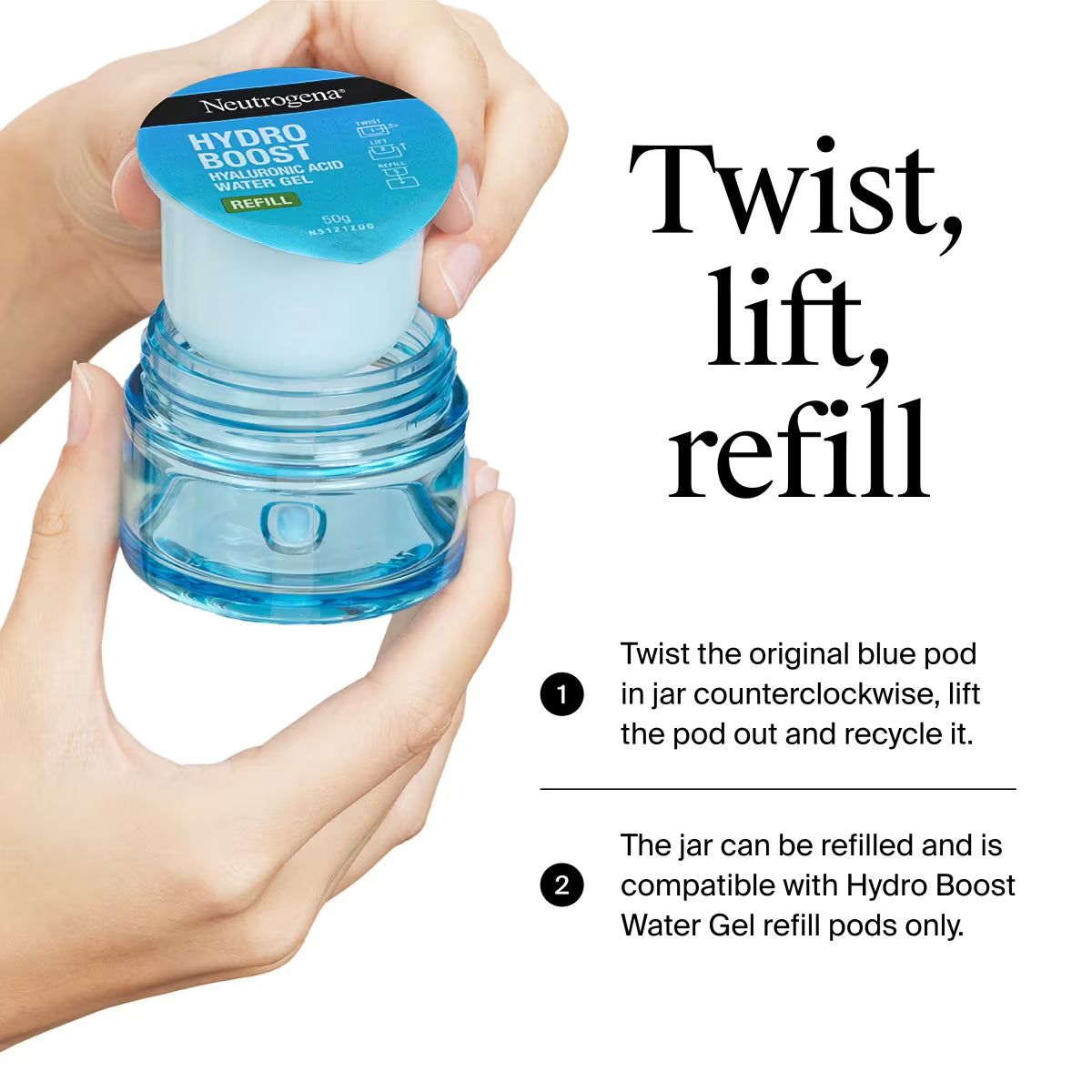 Neutrogena® Hydro Boost Water Gel, Refillable Jar + Refill Pod, 1.7 Oz - US 2020