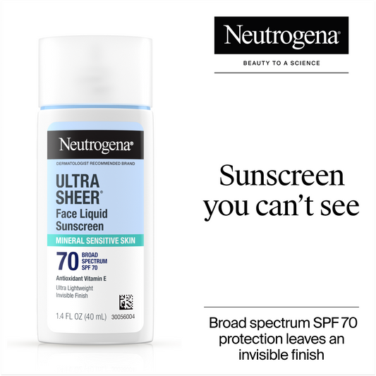 Neutrogena® Ultra Sheer® Mineral Face Liquid Sunscreen Broad Spectrum SPF 70, 1.4 Fl. Oz - US 5511