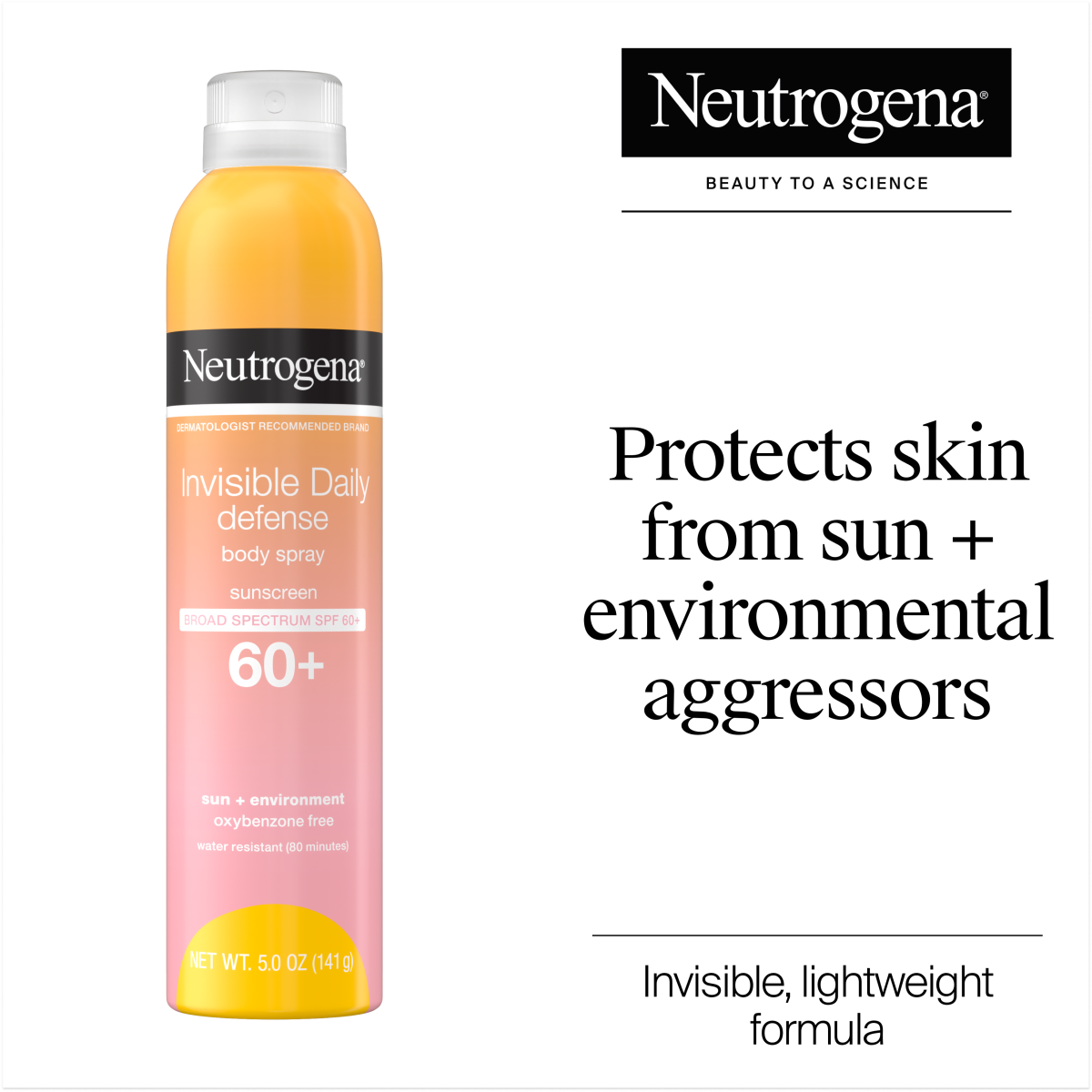 Neutrogena® Invisible Daily Defense Body Spray Sunscreen Broad Spectrum SPF 60+, 5.0 Oz - US 4249